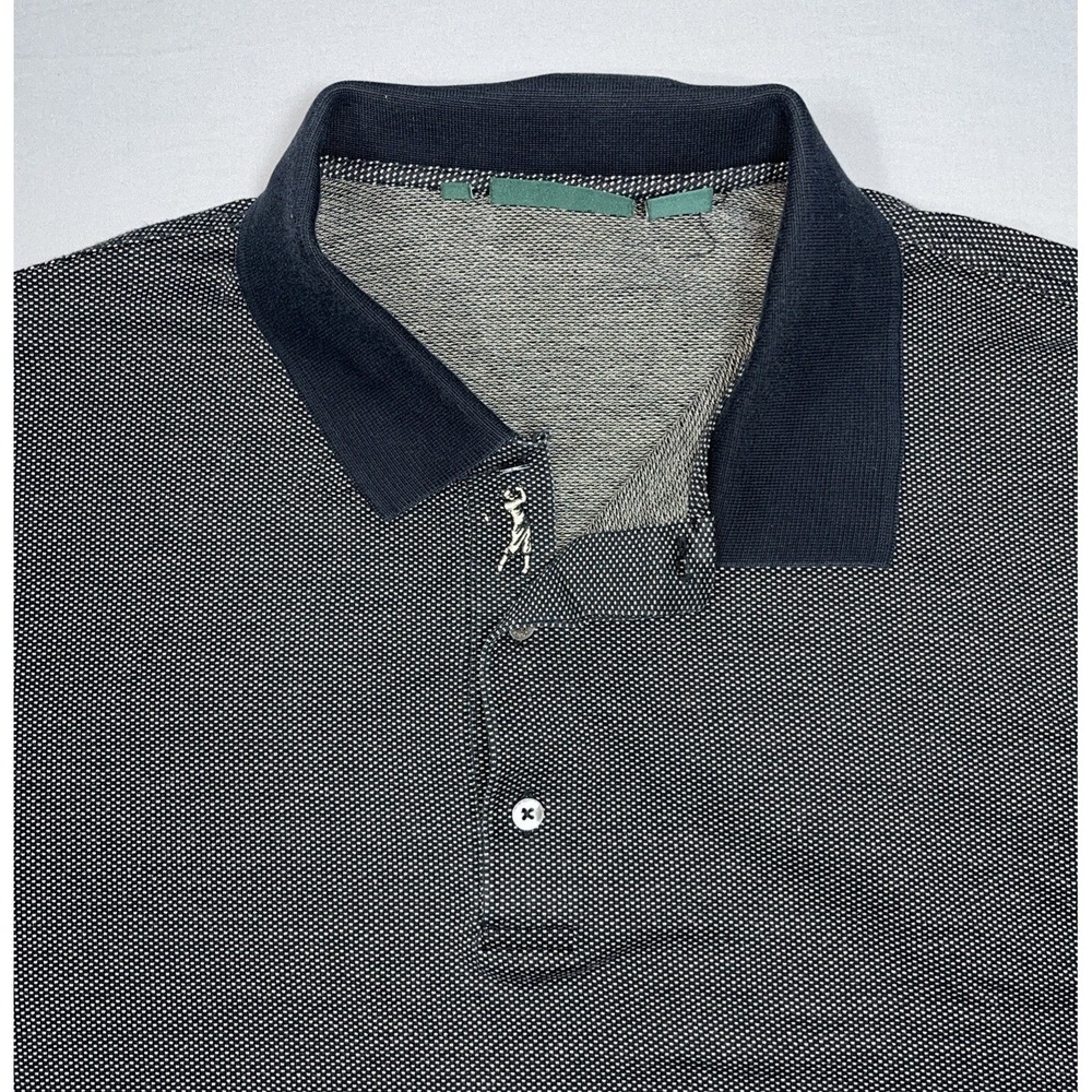 Bobby Jones Mens Performance Golf Polo Shirt Black Birdseye Short Sleeve 2XL